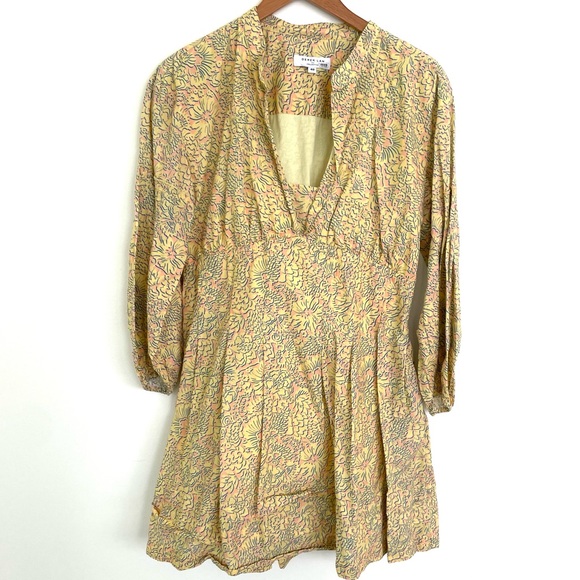 Derek Lam 10 Crosby x RTR Paisley Floral Dress size 48 XL Yellow Pink - Picture 5 of 11